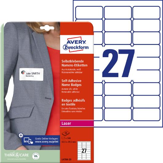 Namnskylt AVERY 63,5x29,6mm 540/fp