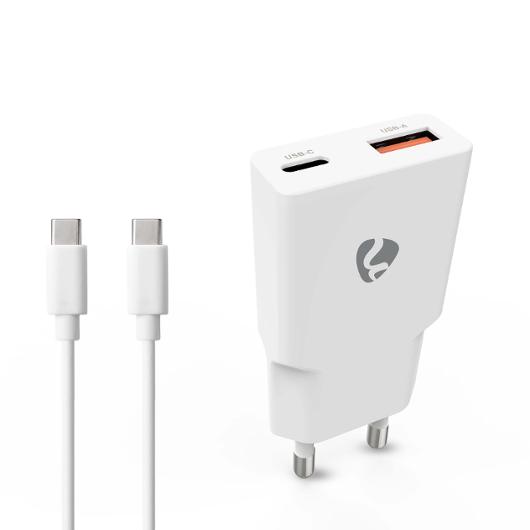 Laddare vägg NEDIS GaN 2xUSB-A/C 1m vit