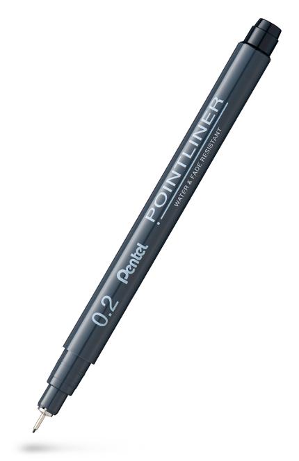 Fineliner Pentel POINTLINER 0,2 svart (12 pack)