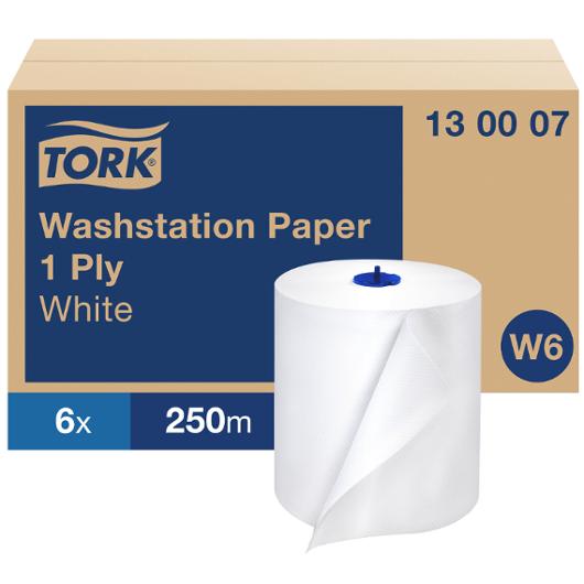 Torkrulle TORK Basic W6 1-lag 250m vit (6 pack)