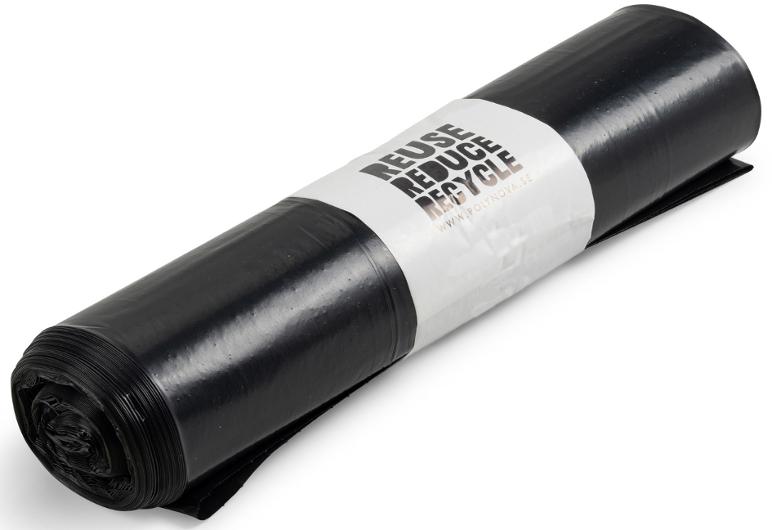 Plastsäck LD R100% 110L 60my svart 25/rl