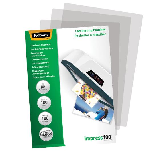 Laminat FELLOWES A5 100mic klar 100/fp