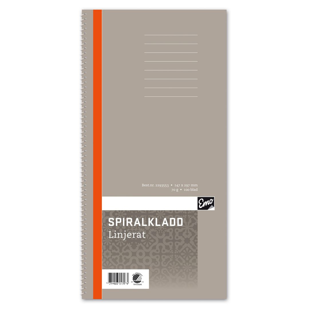 Spiralkladd 147x297mm 70g 96 blad linj (5 pack)