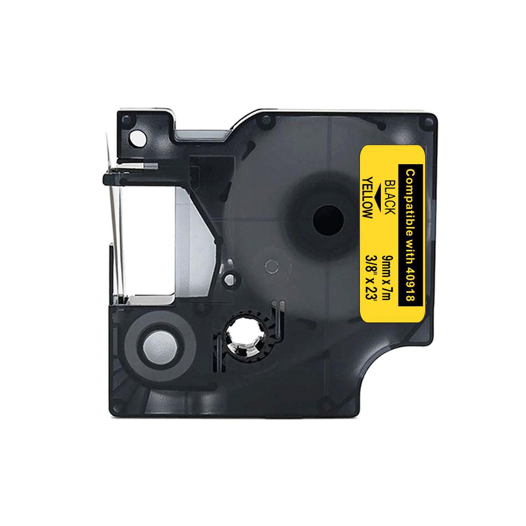 Tape 9mm svart på gul