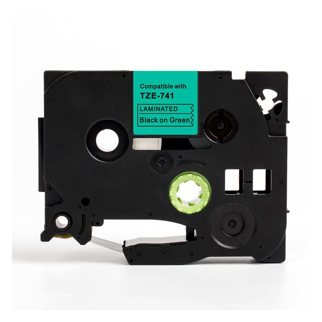 Tape 18mm TZe-741 svart på grön