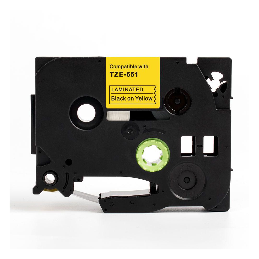 Tape 24mm TZe-651 svart på gul