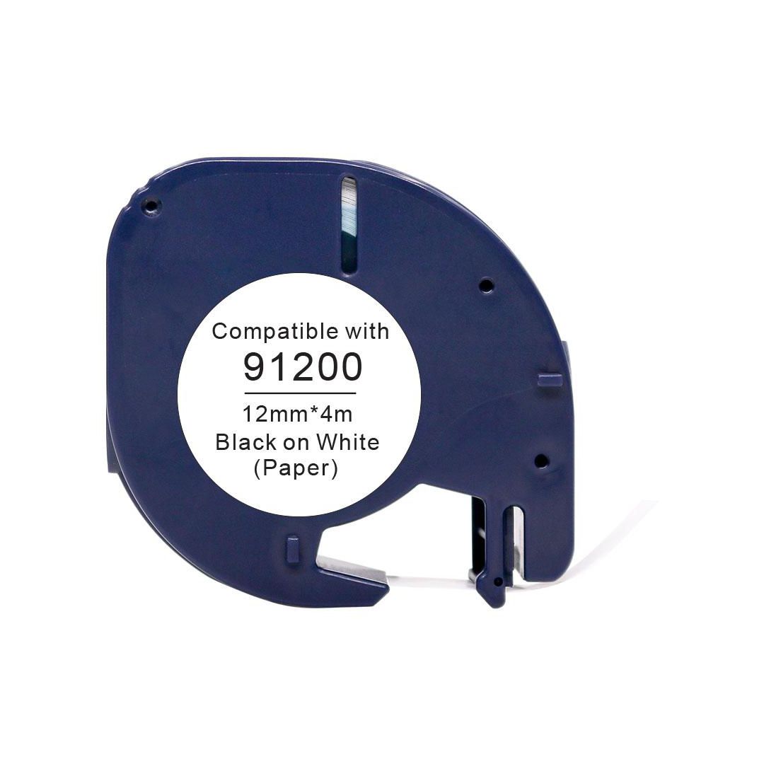 Tape papper 12mmx4m svart på vit