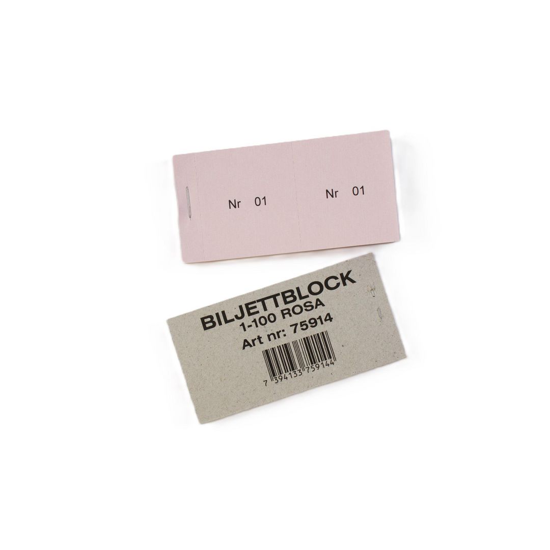 Biljettblock 1-100 rosa (10 pack)