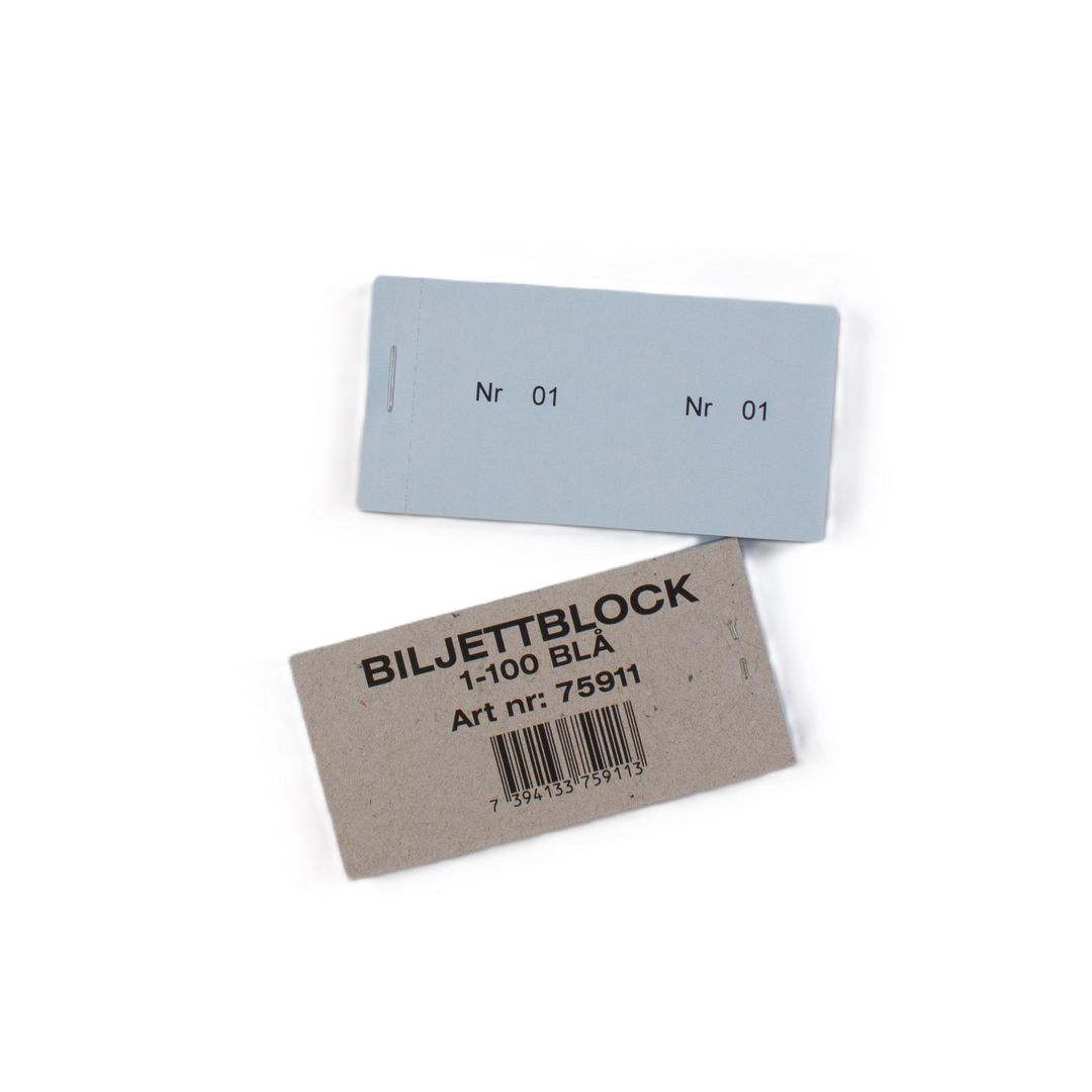 Biljettblock 1-100 blå (10 pack)