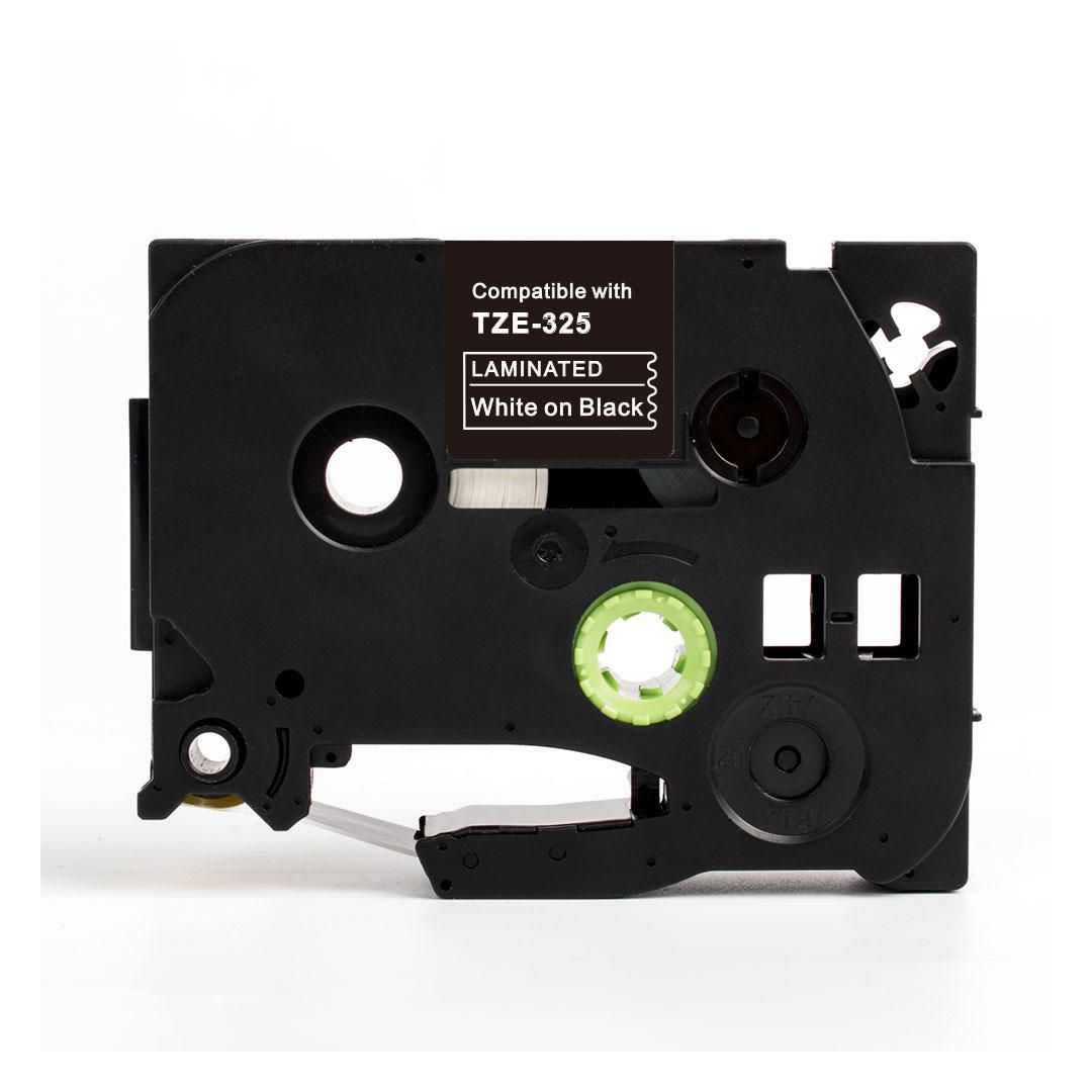 Tape 9mm TZe-325 vit på svart