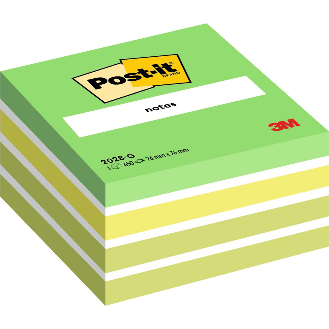 Notes Post-It kub 76x76mm grön/vit