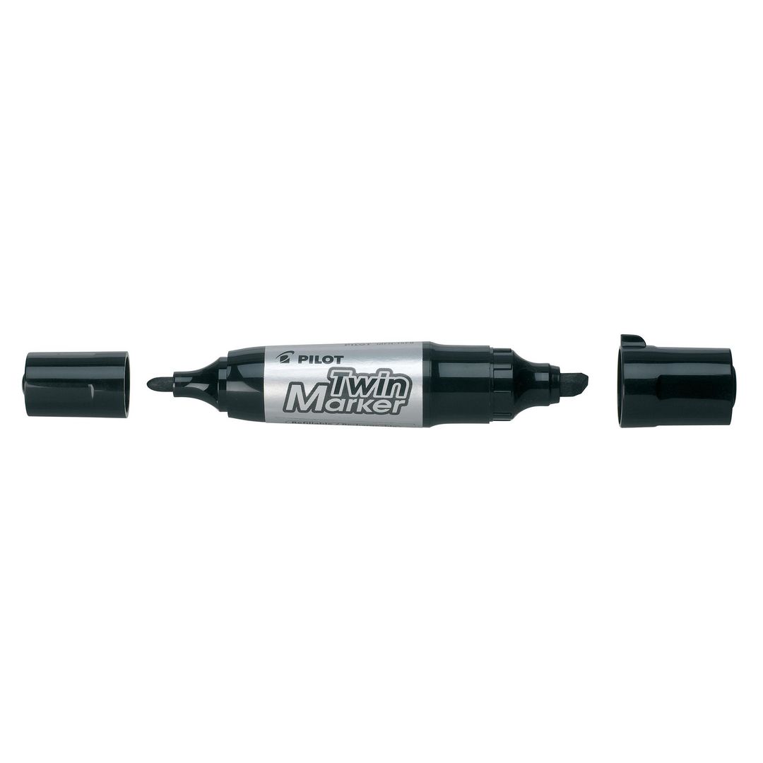 Märkpenna PILOT Twin Marker jumbo svart (10 pack)