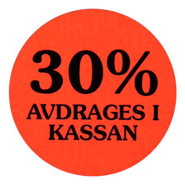 Etikett 30% avdrages i kassan 2000/RL