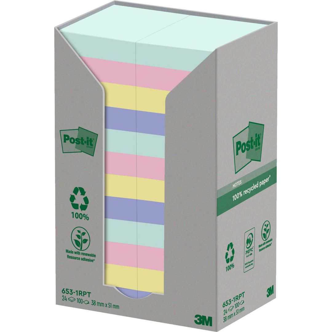 Notes Post-It 100%rec 38x51 sort.f 24/fp