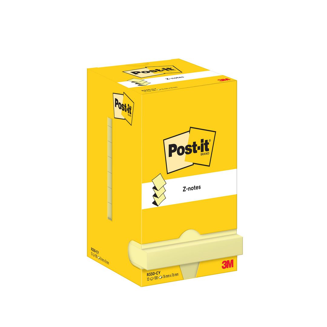 Notes Post-It Z-block 76x76mm gul (12 pack)
