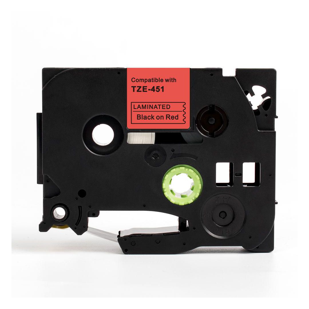 Tape 24mm TZe-451 svart på röd
