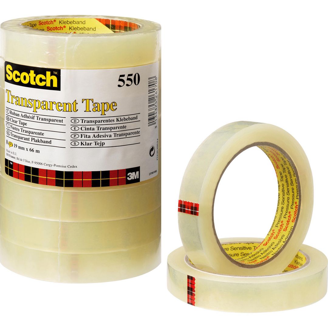 Kontorstejp SCOTCH 550 transp. 66mx19mm (8 pack)