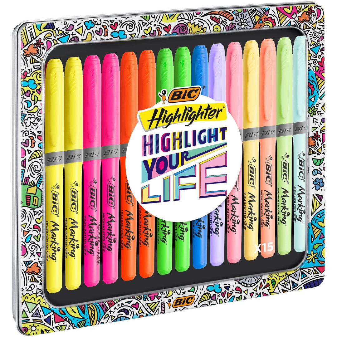 Överstrykningspennor Bic Grip 15/fp