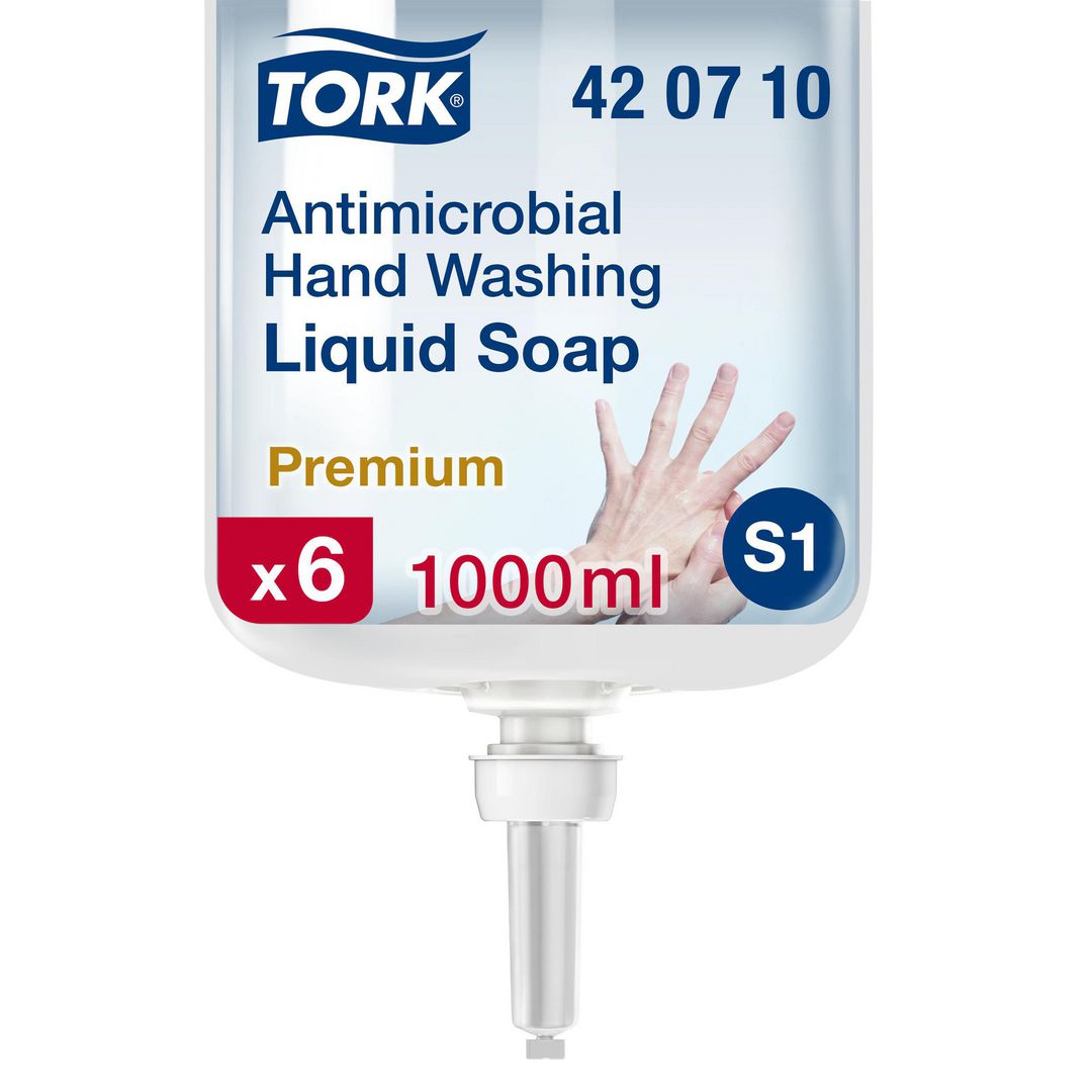 Tvål TORK S1 Antimikrobiell Flyt. 1L (6 pack)