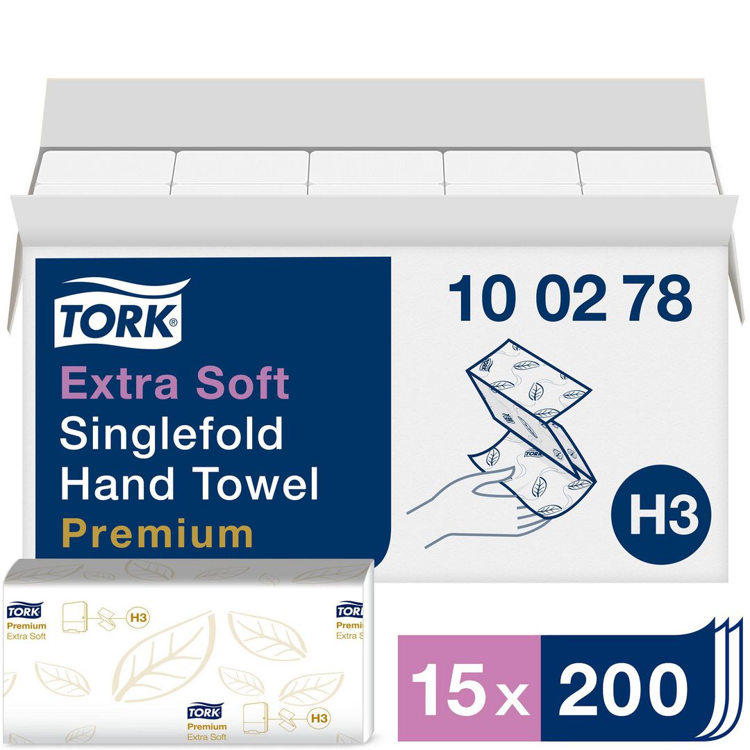 Handduk TORK Pre H3 2-lag vit 3000/fp
