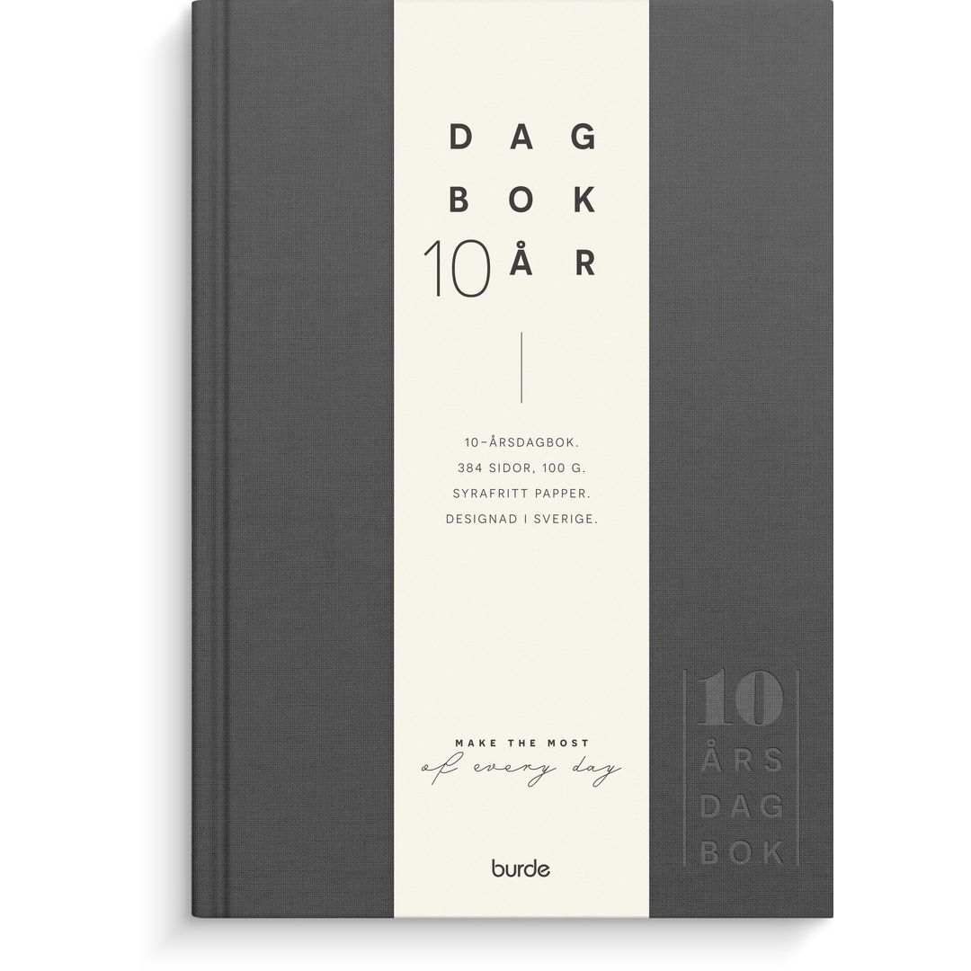 10-årsdagbok mörkgrå linnetextil