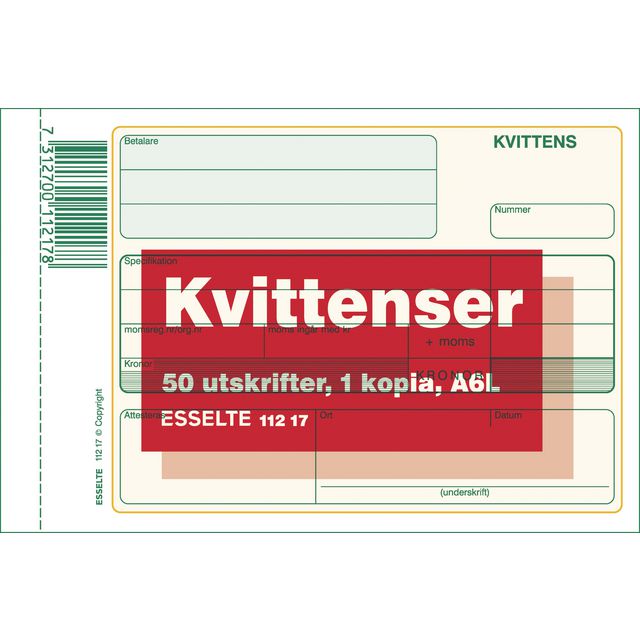 Blankett kvittens A6L 2x50 blad kopia (5 pack)