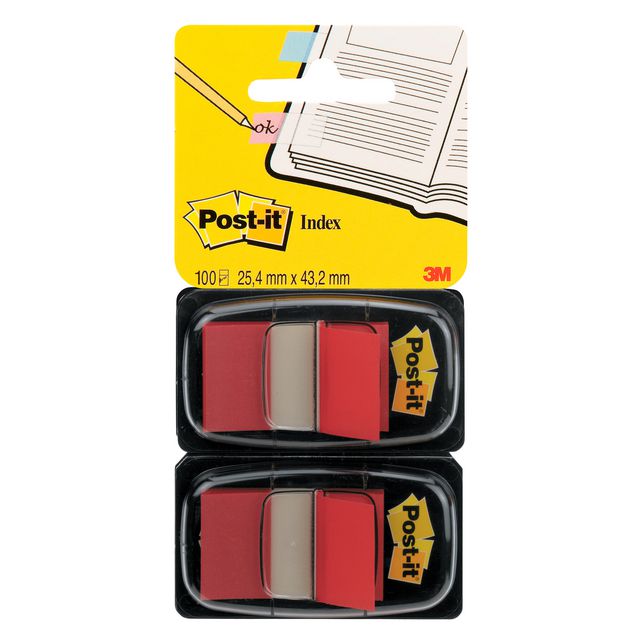 Index POST-IT 25,4x43,2mm röd 100/fp (6 pack)
