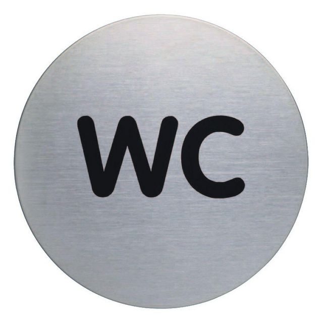 Skylt WC Durable 83mm borstat stål