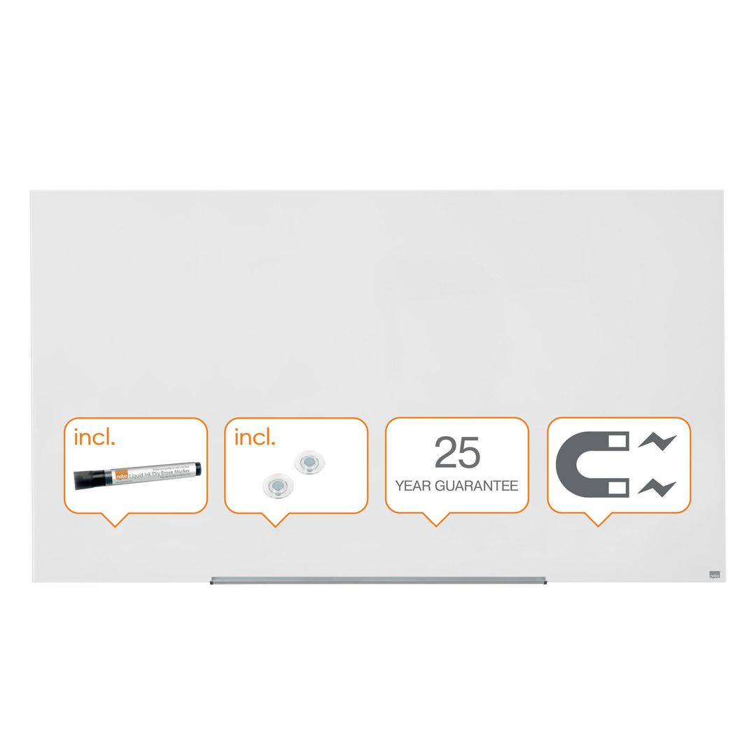 Glastavla Nobo 85' Widescreen vit