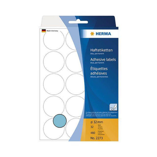 Etikett HERMA Allround 32mm blå 480/fp