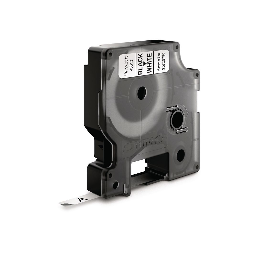 Tape Dymo D1 6mm svart på vit
