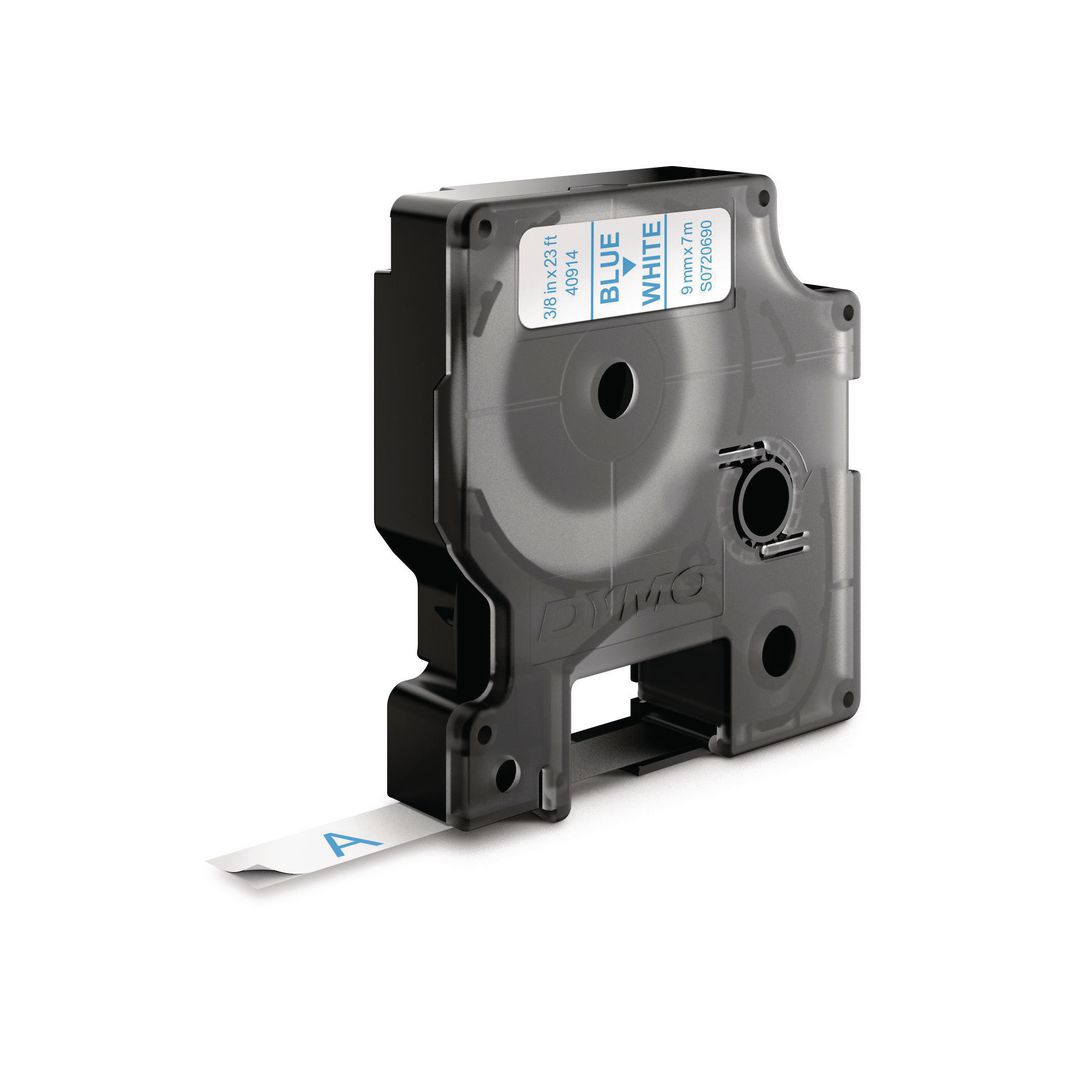 Tape Dymo D1 9mm blå på vit