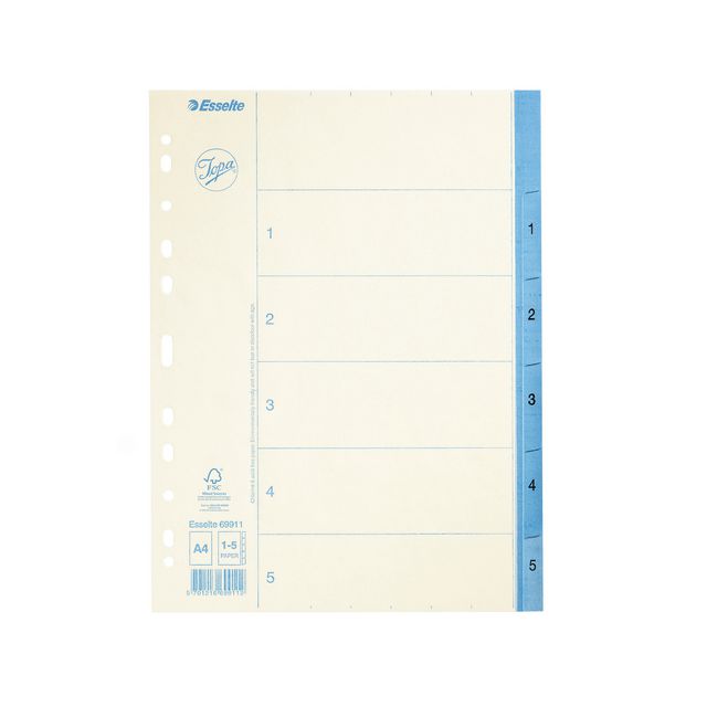 Pappregister Jopa A4 1-5 vit/blå (20 pack)