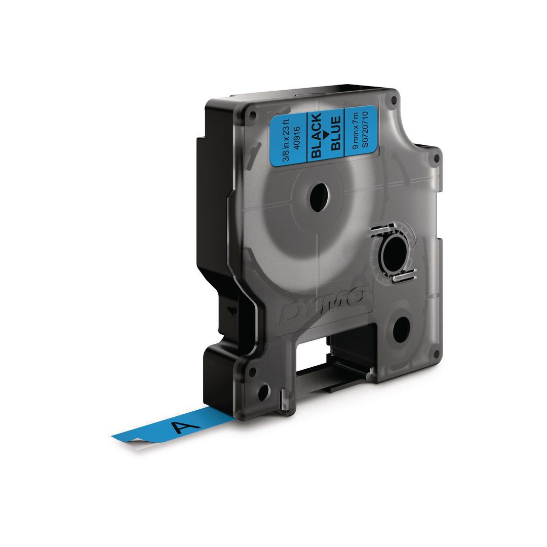 Tape DYMO D1 9mm svart på blå