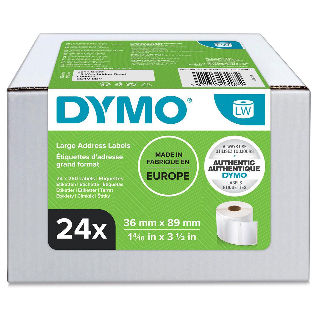 Etikett Dymo LW 36x89mm 24rl/fp