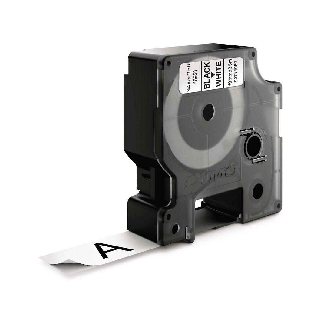 Tape Dymo D1 19mm nylon svart på vit