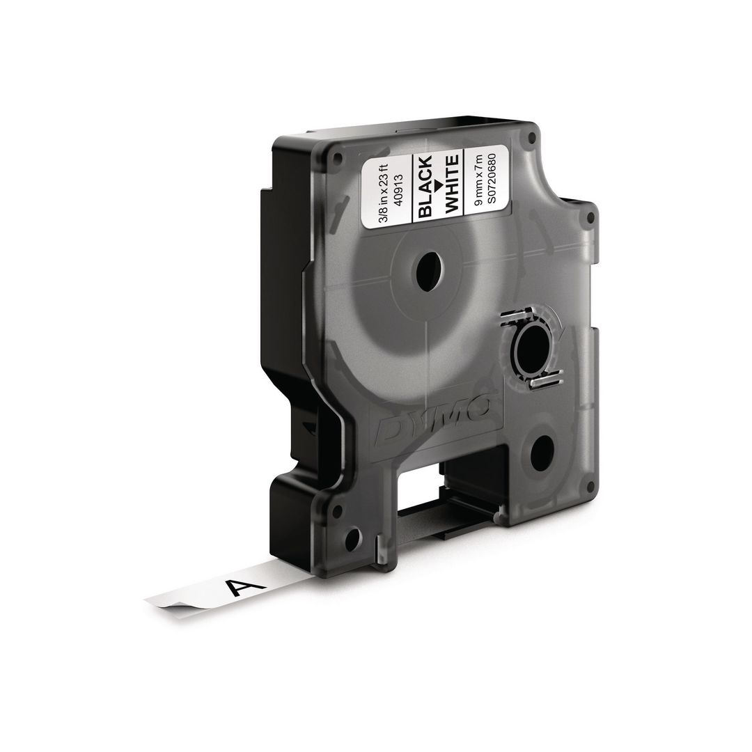 Tape Dymo D1 9mm svart på vit 10/fp