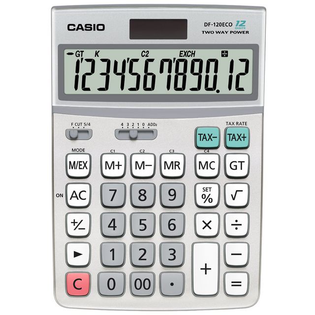 Bordsräknare Casio DF-120ECO grå