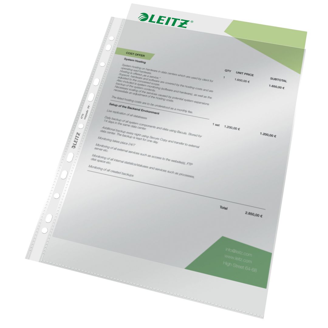 Plastficka Leitz PP 0,075 A4 Box (100 pack)