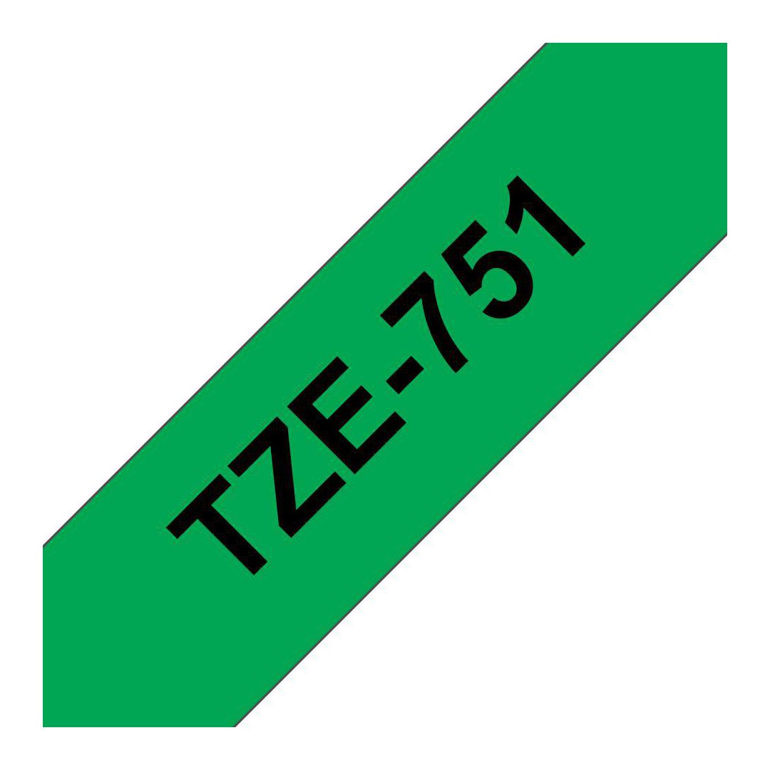 Tape Brother TZE751 24mm svart på grön