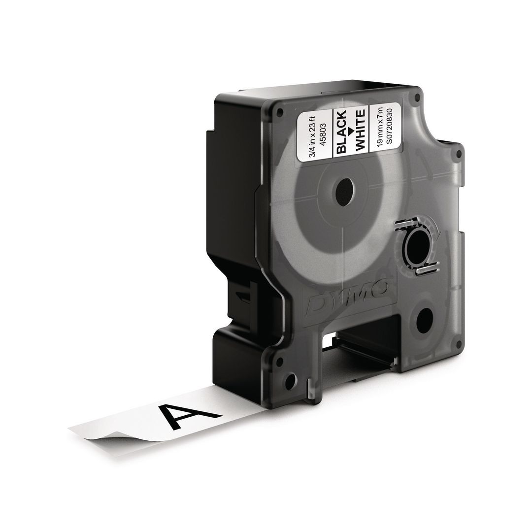 Tape Dymo D1 19mm svart på vit 10/fp