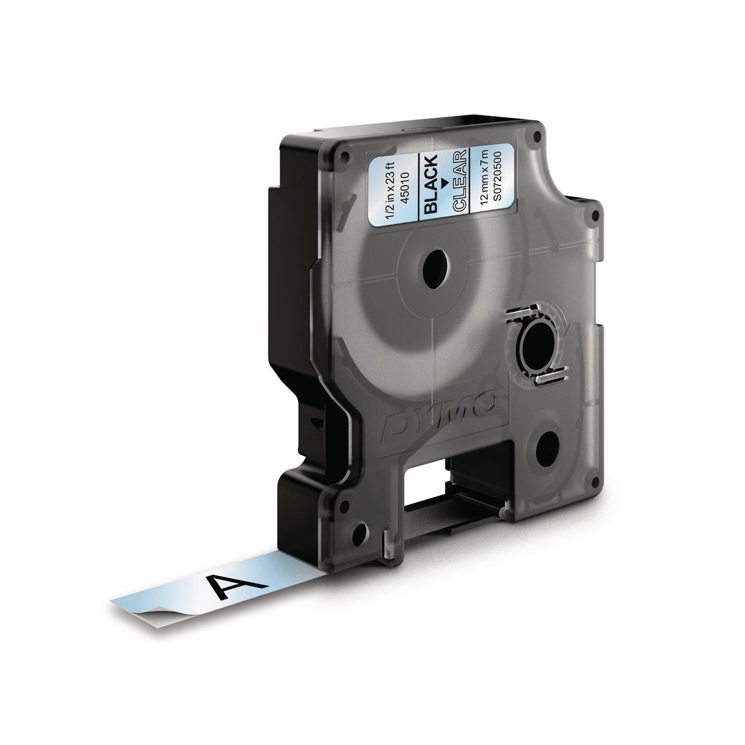 Tape Dymo D1 12mm svart på klar