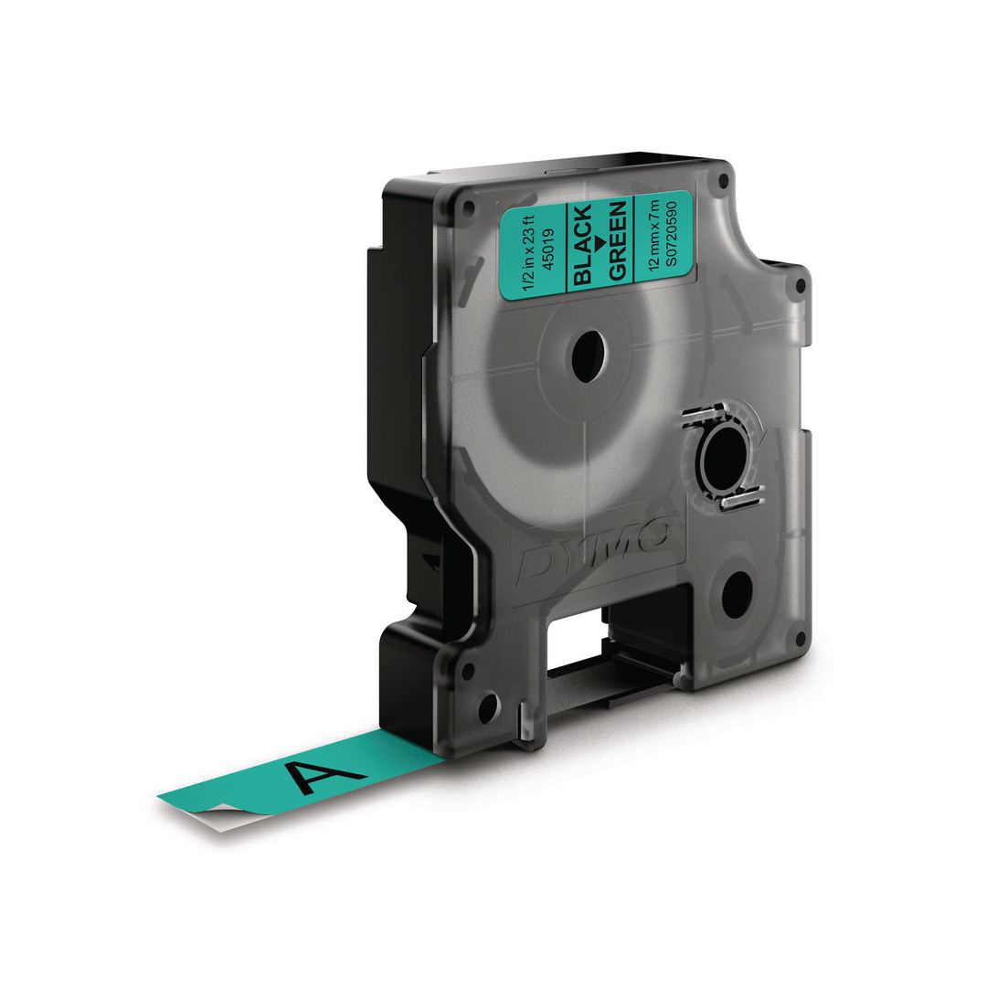 Tape Dymo D1 12mm svart på grön