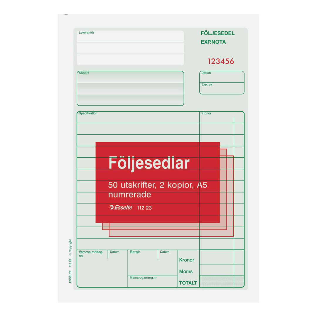 Blankett följesedel A5 3x50 bl num (5 pack)