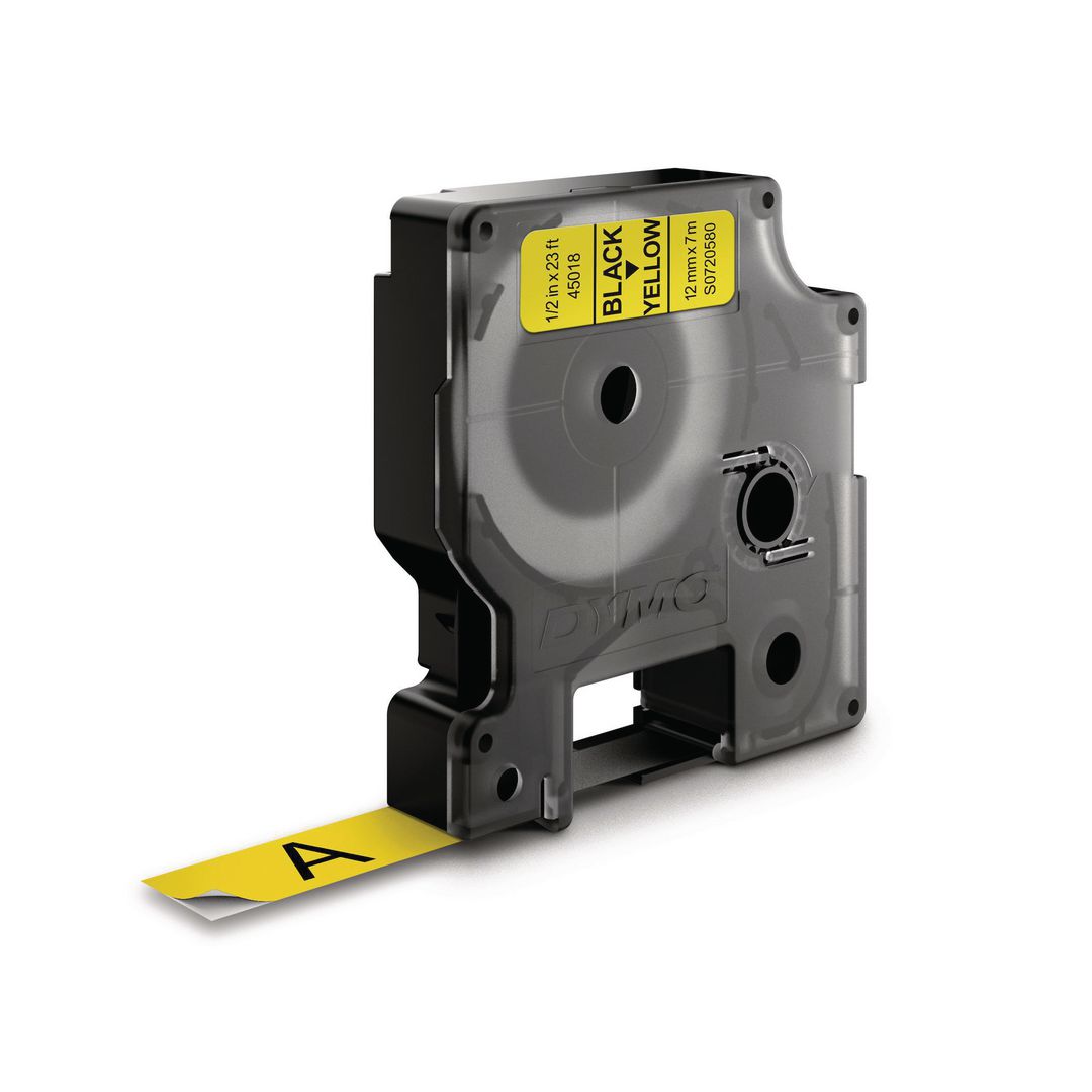 Tape Dymo D1 12mm svart på gul