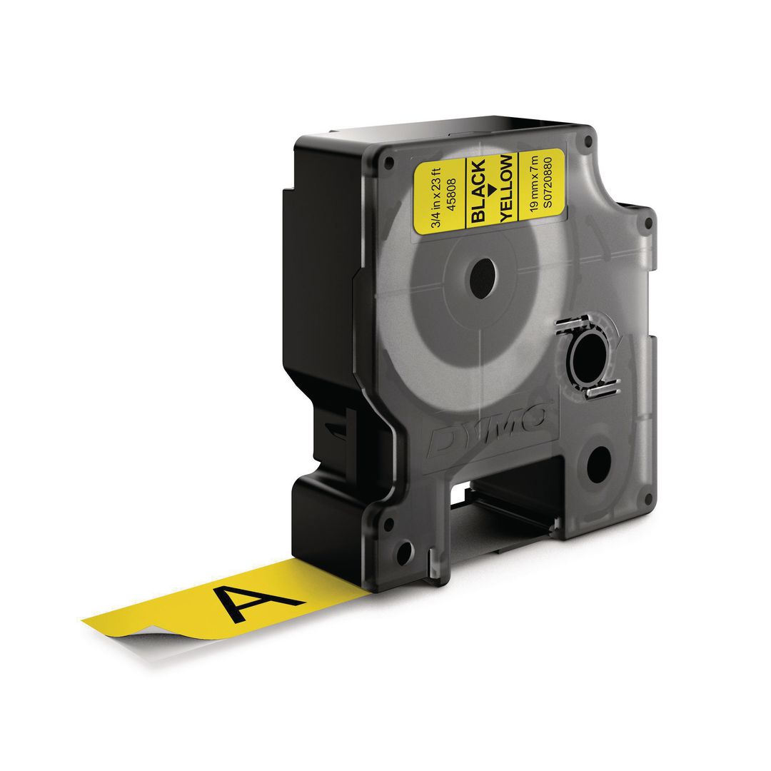 Tape Dymo D1 19mm svart på gul