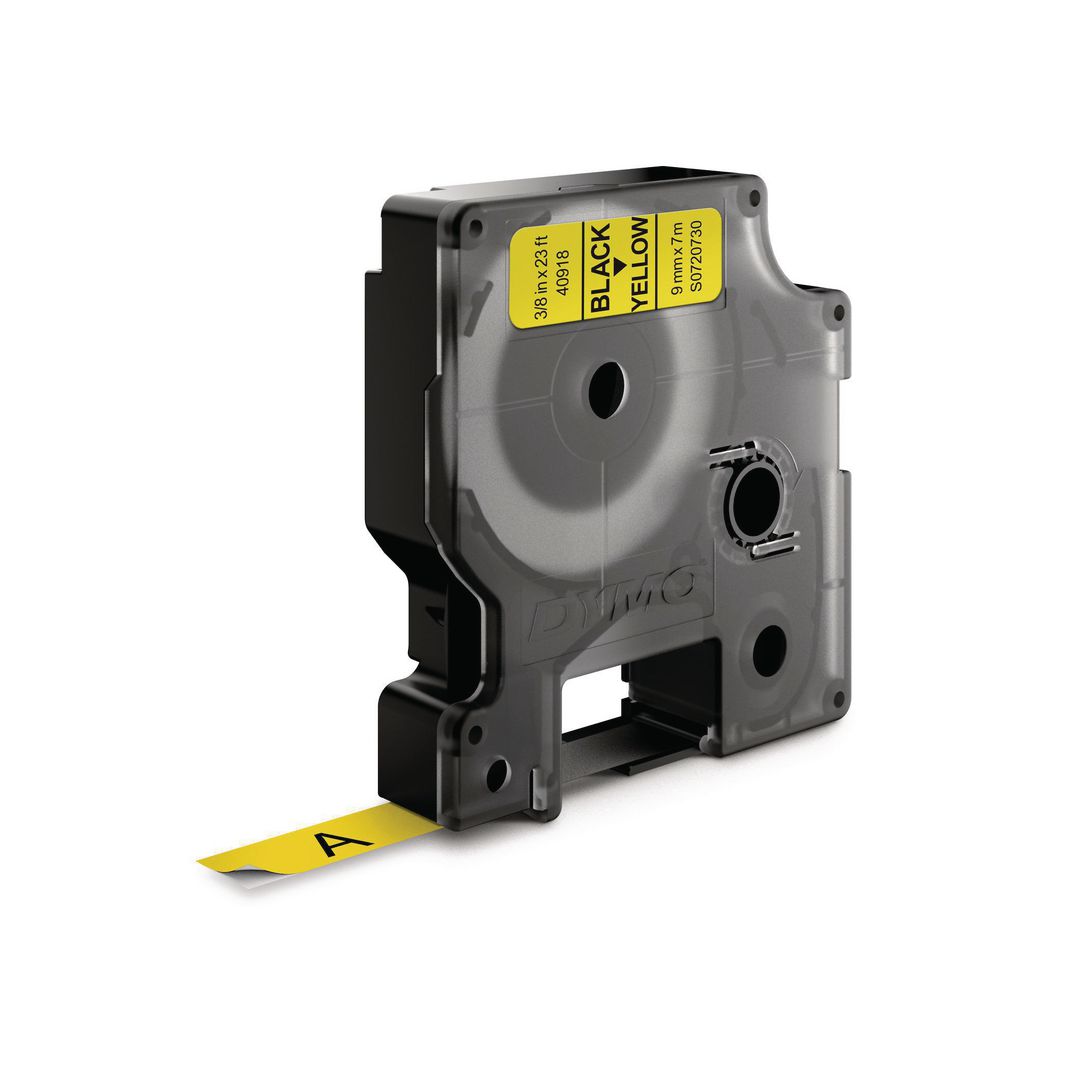 Tape Dymo D1 9mm svart på gul
