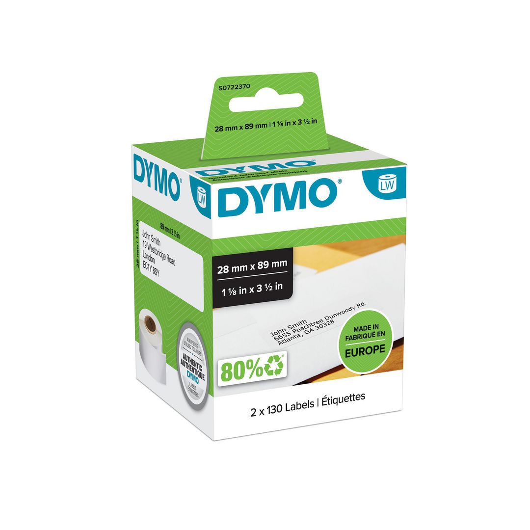 Etikett Dymo LW 28x89mm 2rl/fp