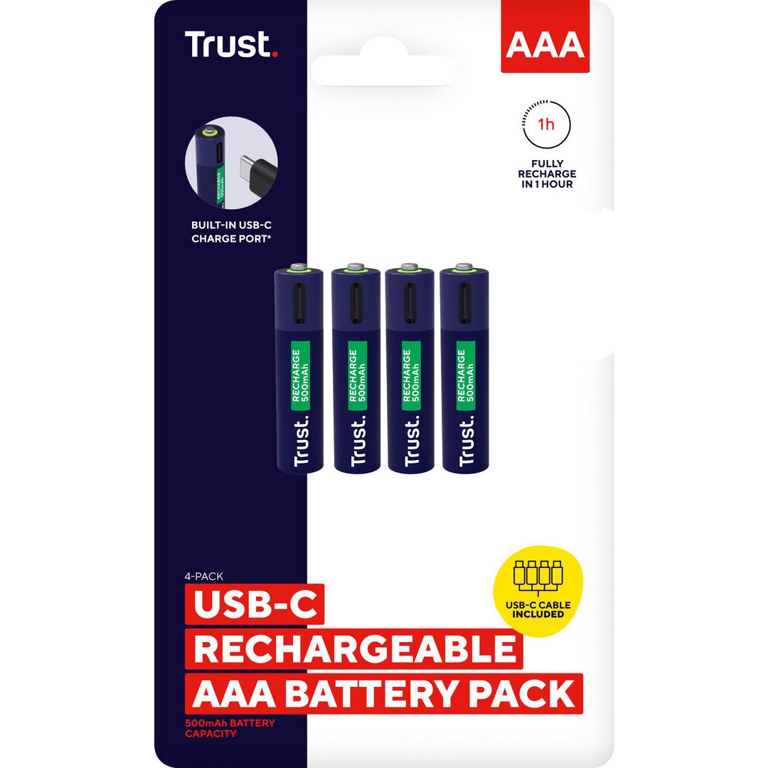Batteri Laddbar Trust AAA USB-C 4/fp