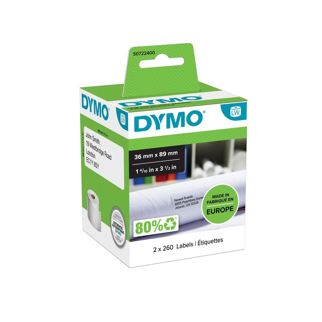 Etikett Dymo LW 36x89mm 2rl/fp